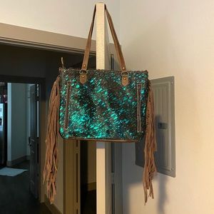 American Darling Blue Acid Wash Brown bag